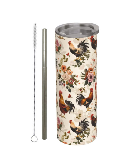 Taza Térmica Acero Inoxidable 590ml AmePay Floral con Tapa