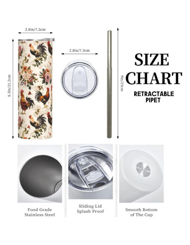 Taza Térmica Acero Inoxidable 590ml AmePay Floral con Tapa