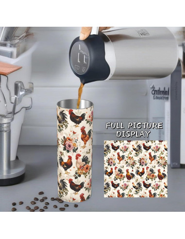 Taza Térmica Acero Inoxidable 590ml AmePay Floral con Tapa