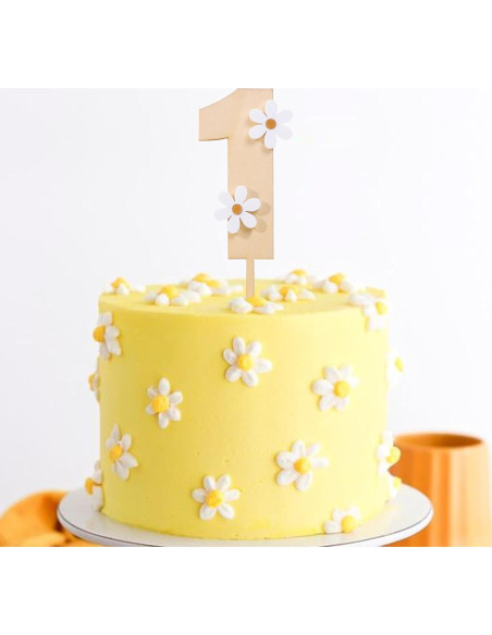 Adorno de pastel de margarita de madera MAMUXI 19.5 cm