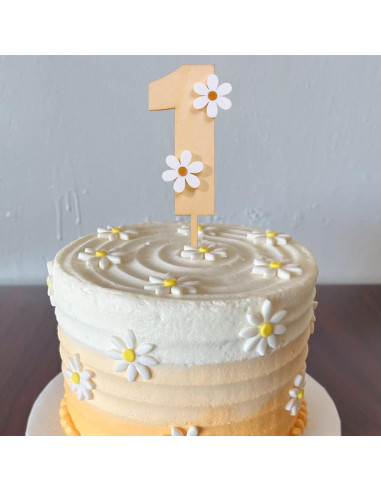 Adorno de pastel de margarita de madera MAMUXI 19.5 cm