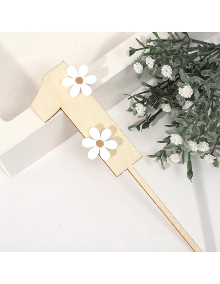 Adorno de pastel de margarita de madera MAMUXI 19.5 cm