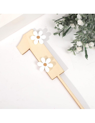 Adorno de pastel de margarita de madera MAMUXI 19.5 cm