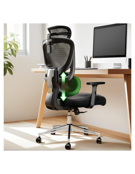 Silla de Oficina Ergonómica Marsail MSOC26B-US Negra con Soporte Lumbar