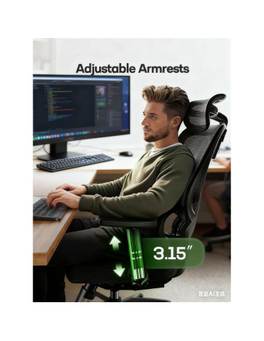 Silla de Oficina Ergonómica Marsail MSOC26B-US Negra con Soporte Lumbar