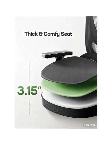 Silla de Oficina Ergonómica Marsail MSOC26B-US Negra con Soporte Lumbar