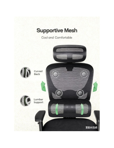 Silla de Oficina Ergonómica Marsail MSOC26B-US Negra con Soporte Lumbar