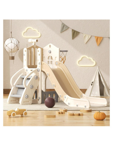 Tobogán 5 en 1 YUFU para Niños Pequeños Beige/Café