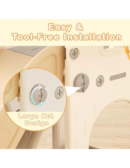 Tobogán 5 en 1 YUFU para Niños Pequeños Beige/Café