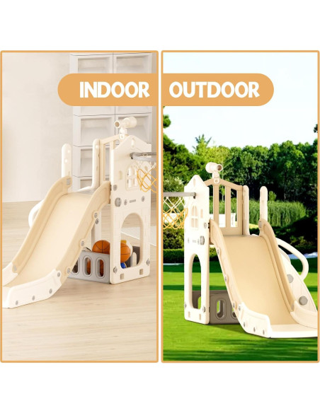 Tobogán 5 en 1 YUFU para Niños Pequeños Beige/Café