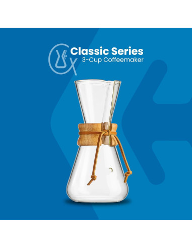 Cafetera Chemex Pour-Over Clásica 3 Tazas Vidrio Transparente
