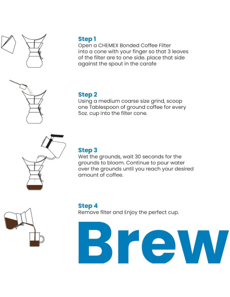 Cafetera Chemex Pour-Over Clásica 3 Tazas Vidrio Transparente