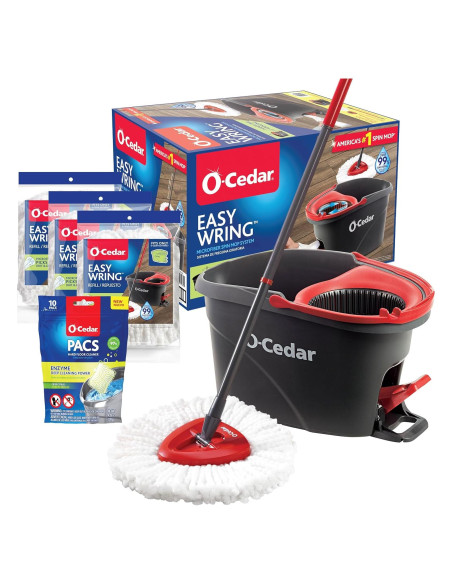 Trapeador O-Cedar EasyWring con Cubo y 3 Recargas Cítricas