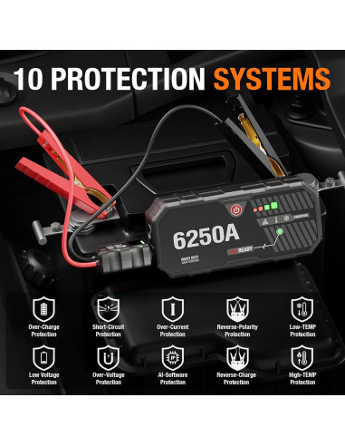 Arrancador de Batería ADORETRIP F40 6250A 12V Pantalla LED