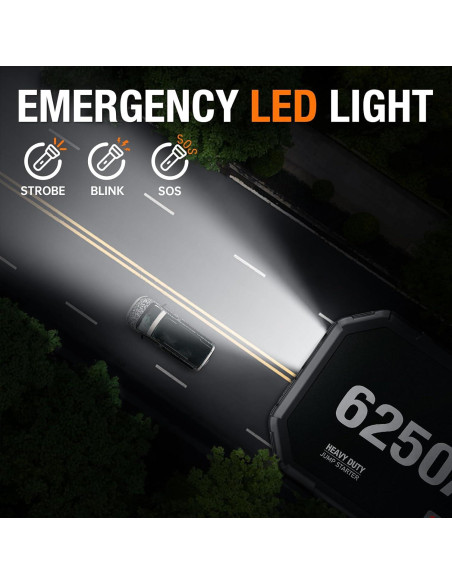 Arrancador de Batería ADORETRIP F40 6250A 12V Pantalla LED