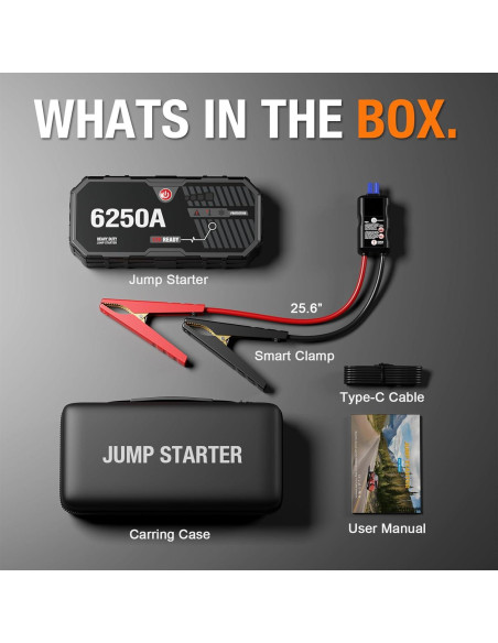 Arrancador de Batería ADORETRIP F40 6250A 12V Pantalla LED