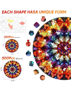 Rompecabezas de Madera Jiroinlly 500 Pzs Mandala 42.4 cm 2