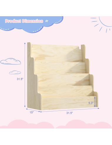 Estantería Infantil NACHES de Madera 4 Niveles 80x38x80 cm