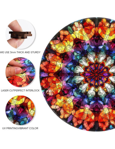 Rompecabezas de Madera Jiroinlly 500 Pzs Mandala 42.4 cm