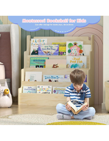 Estantería Infantil NACHES de Madera 4 Niveles 80x38x80 cm