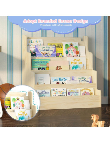 Estantería Infantil NACHES de Madera 4 Niveles 80x38x80 cm