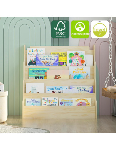 Estantería Infantil NACHES de Madera 4 Niveles 80x38x80 cm