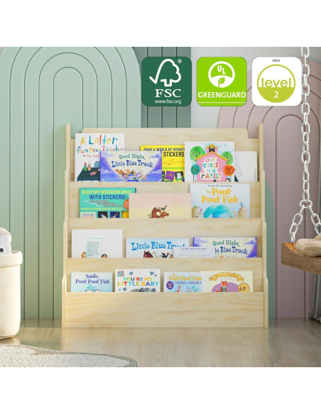 Estantería Infantil NACHES de Madera 4 Niveles 80x38x80 cm