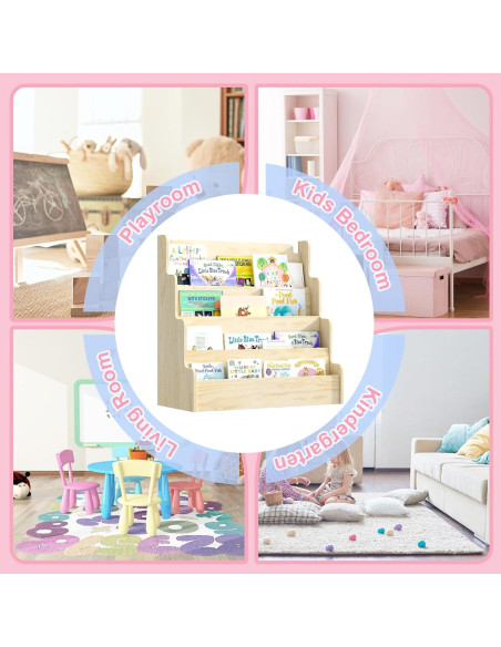 Estantería Infantil NACHES de Madera 4 Niveles 80x38x80 cm
