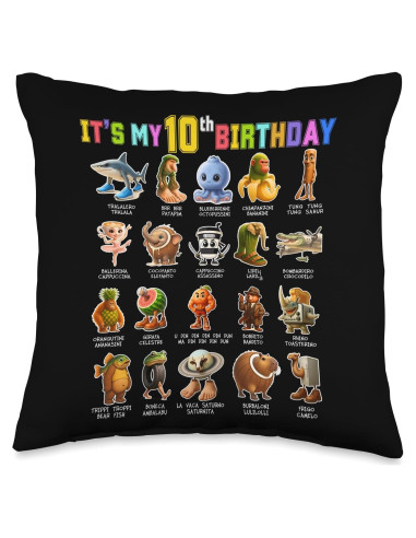 Almohada Divertida 16x16cm Es Mi 10mo Cumpleaños Meme