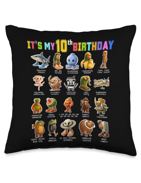 Almohada Divertida 16x16cm Es Mi 10mo Cumpleaños Meme