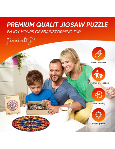 Rompecabezas de Madera Jiroinlly 500 Pzs Mandala 42.4 cm