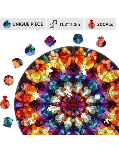 Rompecabezas de Madera Jiroinlly 500 Pzs Mandala 42.4 cm
