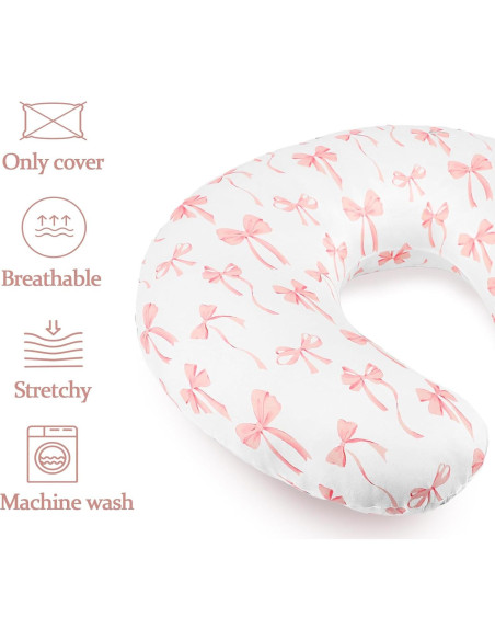 Funda de Almohada de Lactancia Lazo Rosa - Poliester Suave 45.7x56.8 cm