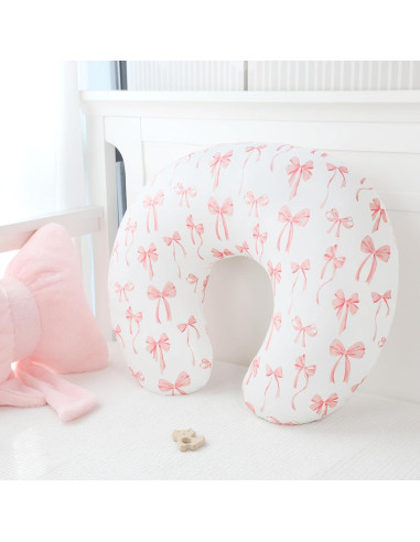 Funda de Almohada de Lactancia Lazo Rosa - Poliester Suave 45.7x56.8 cm