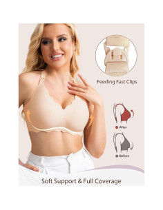 Sostenes de Lactancia Sin Costuras Maternidad X-Large Piel 2