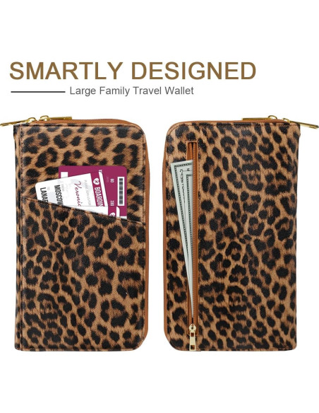 Cartera Organizador de Pasaporte Simikol Leopardo con Bloqueo RFID