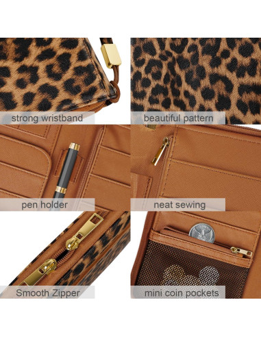 Cartera Organizador de Pasaporte Simikol Leopardo con Bloqueo RFID