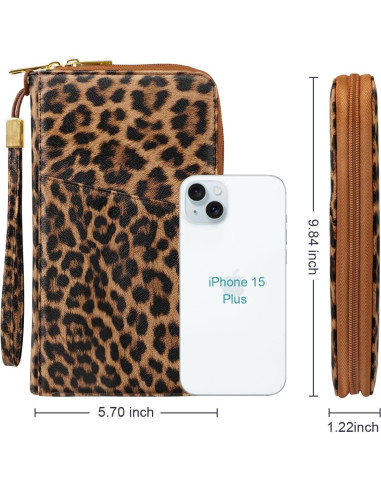 Cartera Organizador de Pasaporte Simikol Leopardo con Bloqueo RFID