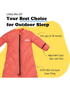 Saco de dormir para bebés Little Mo 20 Down Rojo Lava 6-24 meses 2