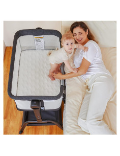 Cuna 3 en 1 BabyBond con Colchón Impermeable y 6 Alturas