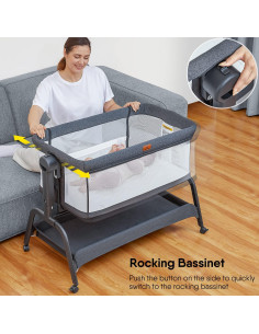 Cuna 3 en 1 BabyBond con Colchón Impermeable y 6 Alturas 2