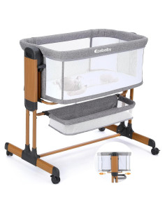 Cuna Mecedora 3 en 1 Ezebaby Ajustable con Ruedas y Almacenamiento