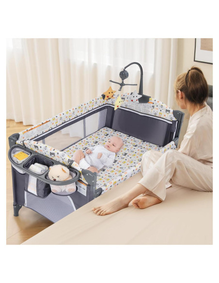 Cuna Lateral 5 en 1 INFANS para Bebés - Plegable y Portátil