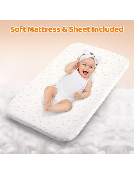 Cuna Mecedora 3 en 1 Ezebaby Ajustable con Ruedas y Almacenamiento