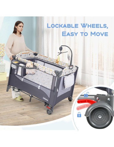 Cuna Lateral 5 en 1 INFANS para Bebés - Plegable y Portátil