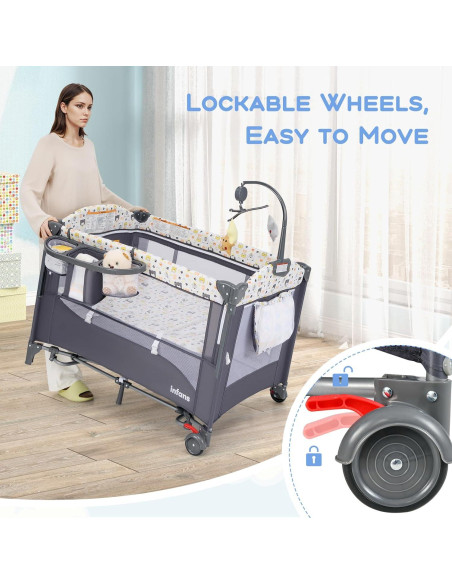 Cuna Lateral 5 en 1 INFANS para Bebés - Plegable y Portátil