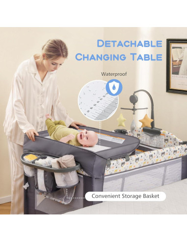 Cuna Lateral 5 en 1 INFANS para Bebés - Plegable y Portátil