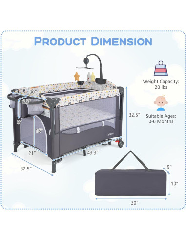 Cuna Lateral 5 en 1 INFANS para Bebés - Plegable y Portátil