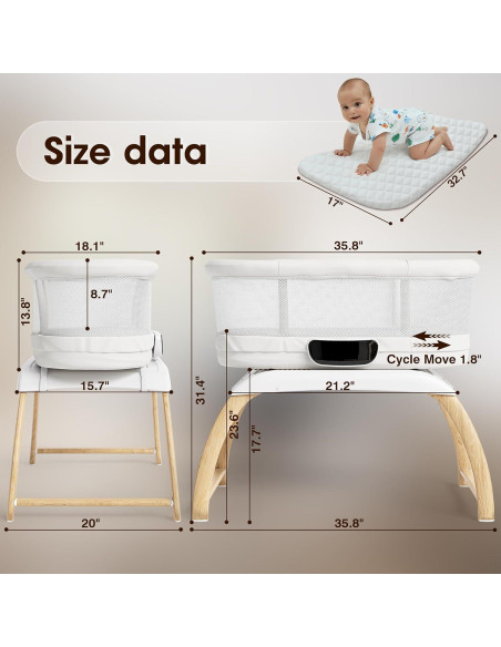 Cuna Lateral Portátil AMKE Ajustable para Bebés - Blanco