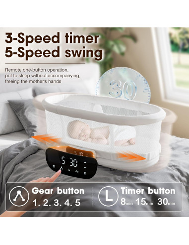 Cuna Lateral Portátil AMKE Ajustable para Bebés - Blanco